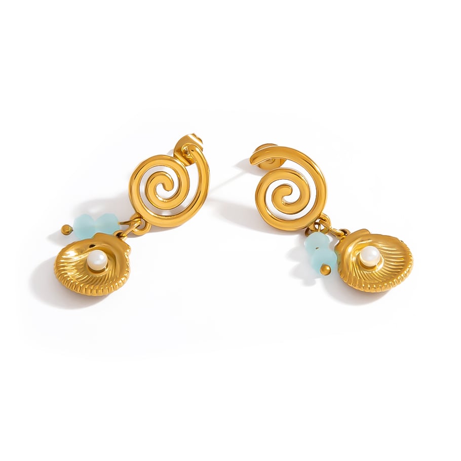 1 Pair Luxurious Shell Stainless Steel  Women's Drop Earrings 