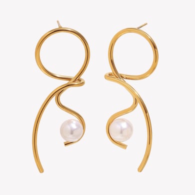 1 Pair Irregular Shape Stainless Steel Gold Color Women's Drop Earrings h5 