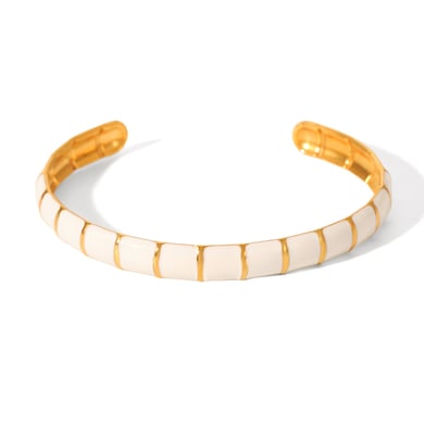 1 pieza de pulseras de mujer de acero inoxidable color dorado con diseño de planta diaria de serie simple h5 Imagen6
