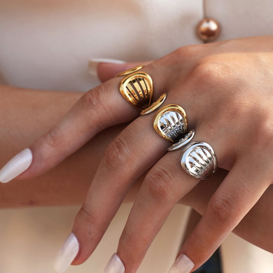 1 Piece Simple Irregular Shape Stainless Steel  Women's Statement Rings Picture4