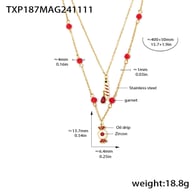 TXP187-Collana natalizia a doppio strato con elementi multipli in granato Immagine3
