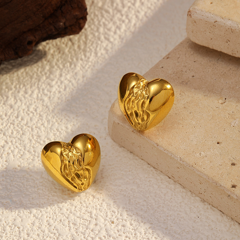 1 Pair Heart Stainless Steel Mixed Color Stud Earrings Picture4