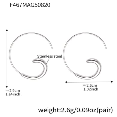 1 Paar minimalistische Creolen mit unregelmäßigem Kreis aus Edelstahl in Goldfarbe für Damen h5 