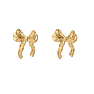 1 Paar luxuriöse, elegante Ohrringe mit Blumen- und Schleifenknoten aus Edelstahl für Damen h5 Bild5