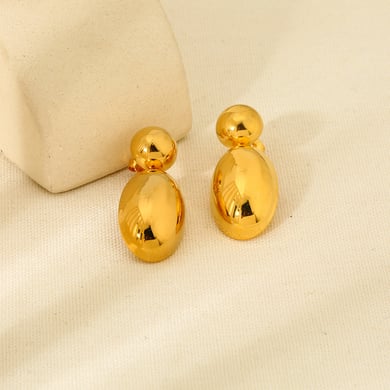 1 Pair Drop Shape Stainless Steel Gold Color Stud Earrings h5 Picture3