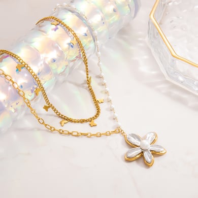 1 Piece Romantic  Elegant Flower Stainless Steel  Women's Pendant Necklaces h5 Picture5