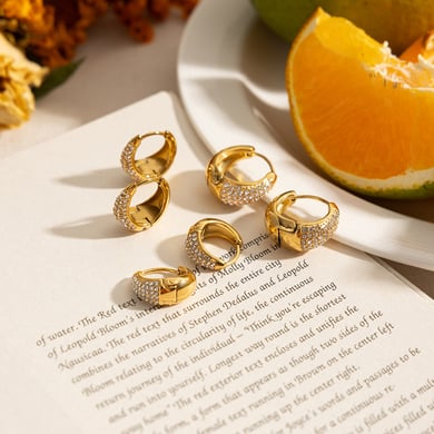 1 Pair Luxurious Series Circle Stainless Steel Gold Color Women's Hoop Earrings h5 Picture3