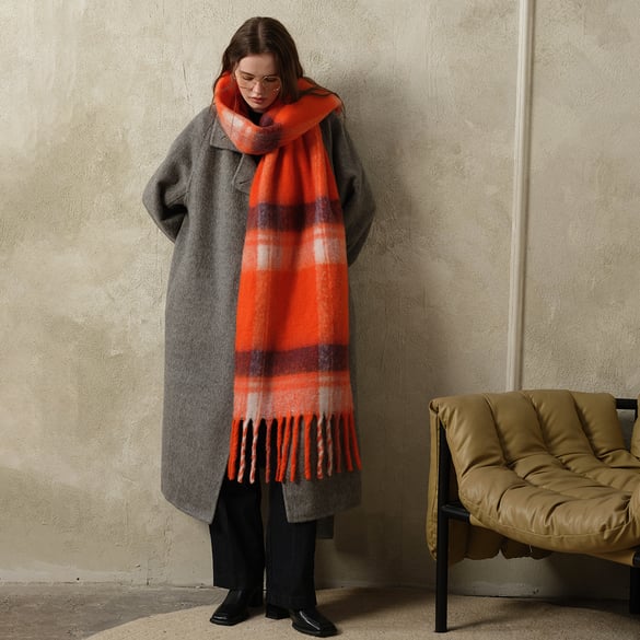 1 Piece Simple Soft Plaid Polyester Women's Winter Scarves