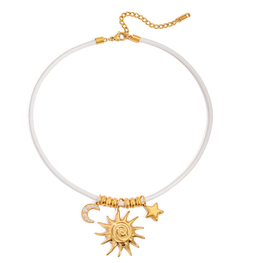 1 elegante collana con ciondolo sole stella luna in acciaio inossidabile da donna 