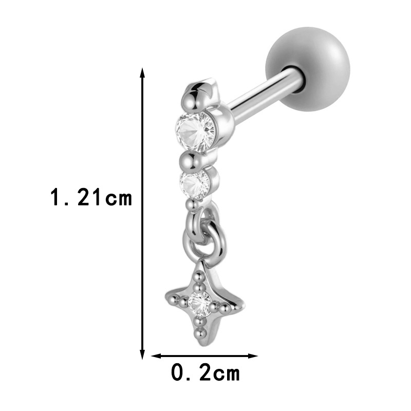 1 Adet Çiçek Bakır Altın Rengi Zirkonyum Piercing Küpe Resim2