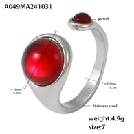 A049-Stahl Granat Offener Ring/Nr.7 Bild2