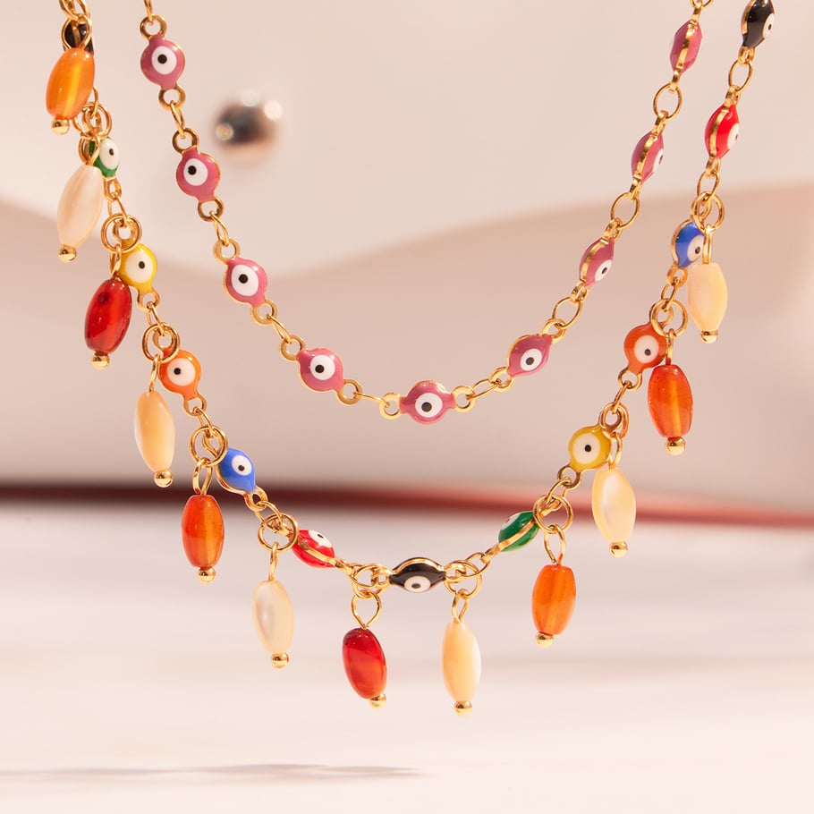 1 Piece Retro Agate Devil's Eye Stainless Steel Women's Pendant Necklaces Picture2