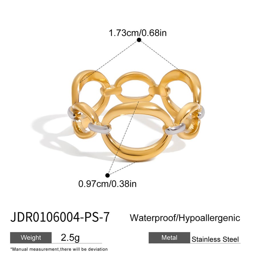 1 Piece Casual Irregular Shape Stainless Steel Gold Color Statement Rings Picture2