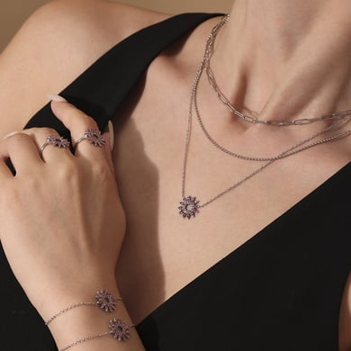 Luxurious Sun Stainless Steel Gold Color Women's Jewelry Sets h5 Picture5
