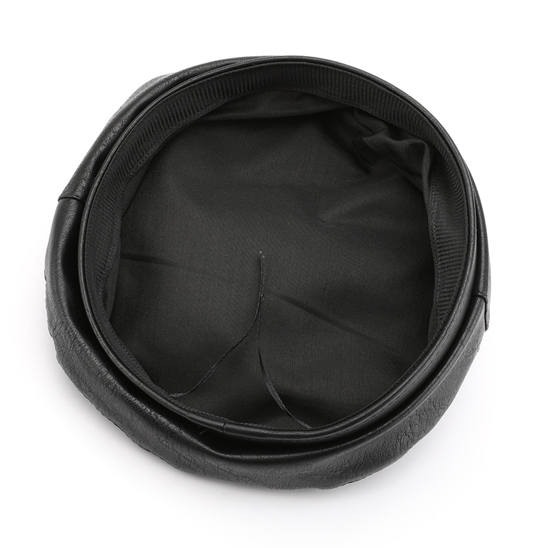 1 Piece Ins Style Solid Color PU Beret Picture5