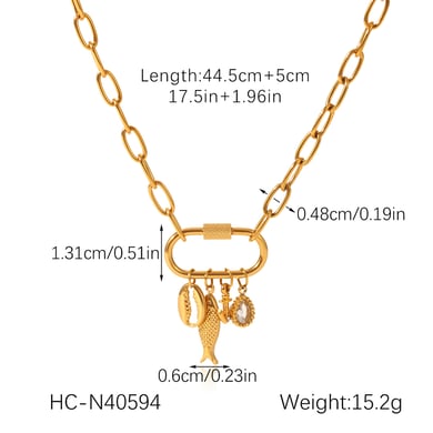 1 Piece Simple Fish Droplet Stainless Steel  Gold Color  Women's Pendant Necklaces h5 Picture2