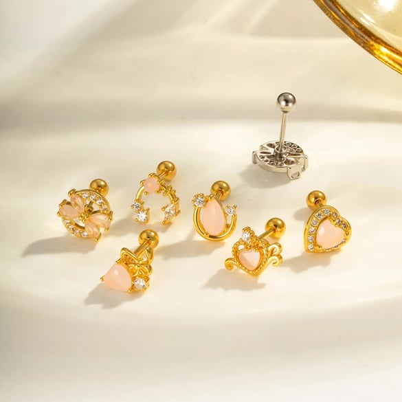 Boucle d&#39;oreille piercing en forme de cœur et de papillon, couleur cuivre et or, 1 pièce 2