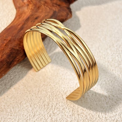 1 Piece Irregular Shape Stainless Steel  Gold Color Cuff Bracelet h5 
