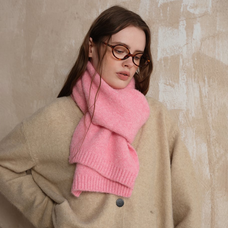 1 pieza elegante bufanda de invierno de fibra sintética de color sólido para mujer Imagen3
