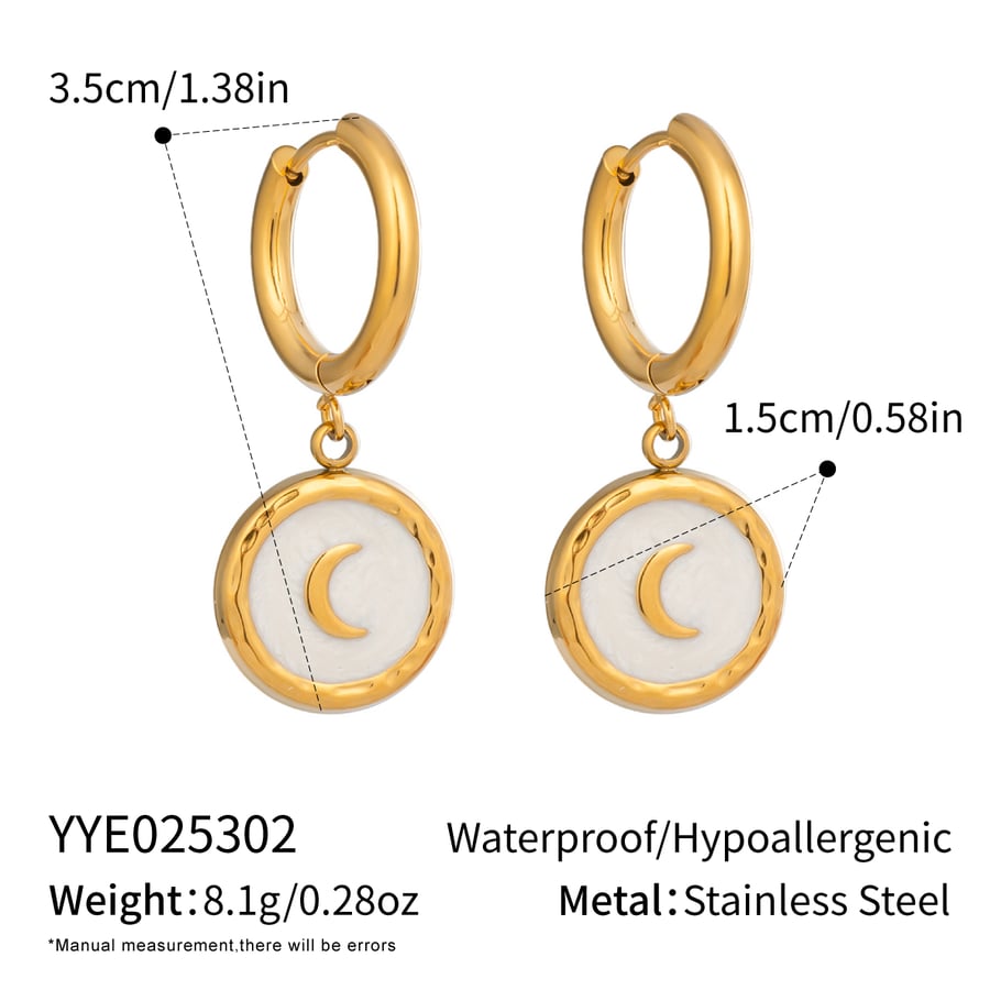 Classic Series Elegant Moon Stainless Steel Gold Color Necklac Set 
