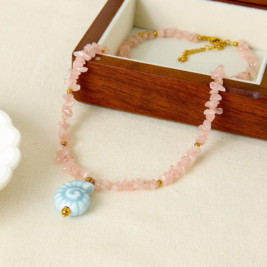 Sweet Natural Stones Ceramic Pendant Necklace Set Picture3