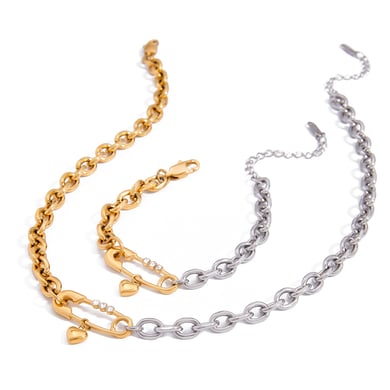 Set di gioielli da donna in acciaio inossidabile color oro con graffetta romantica h5 Immagine7