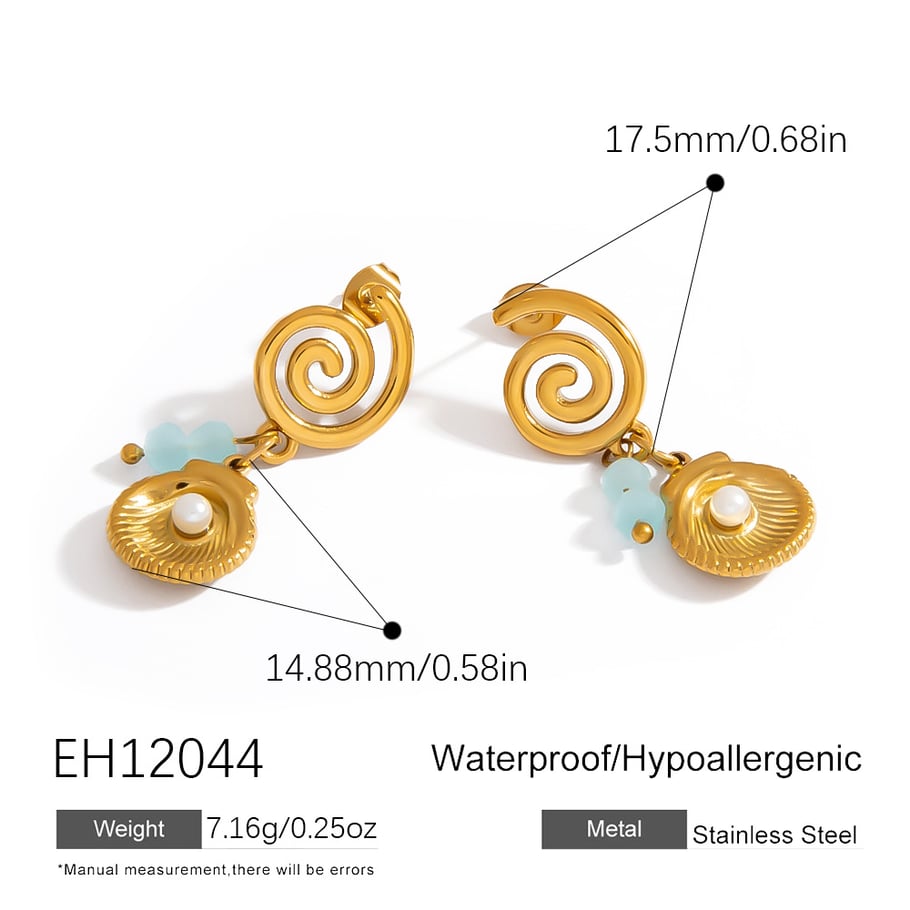 1 Pair Luxurious Shell Stainless Steel  Women's Drop Earrings Picture2