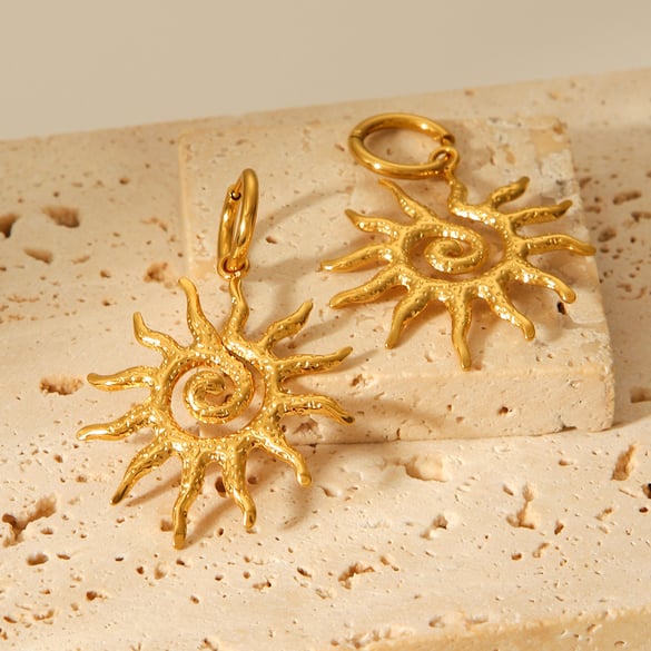 1 Pair Daily Sun Stainless Steel  Gold Color Women's Drop Earrings