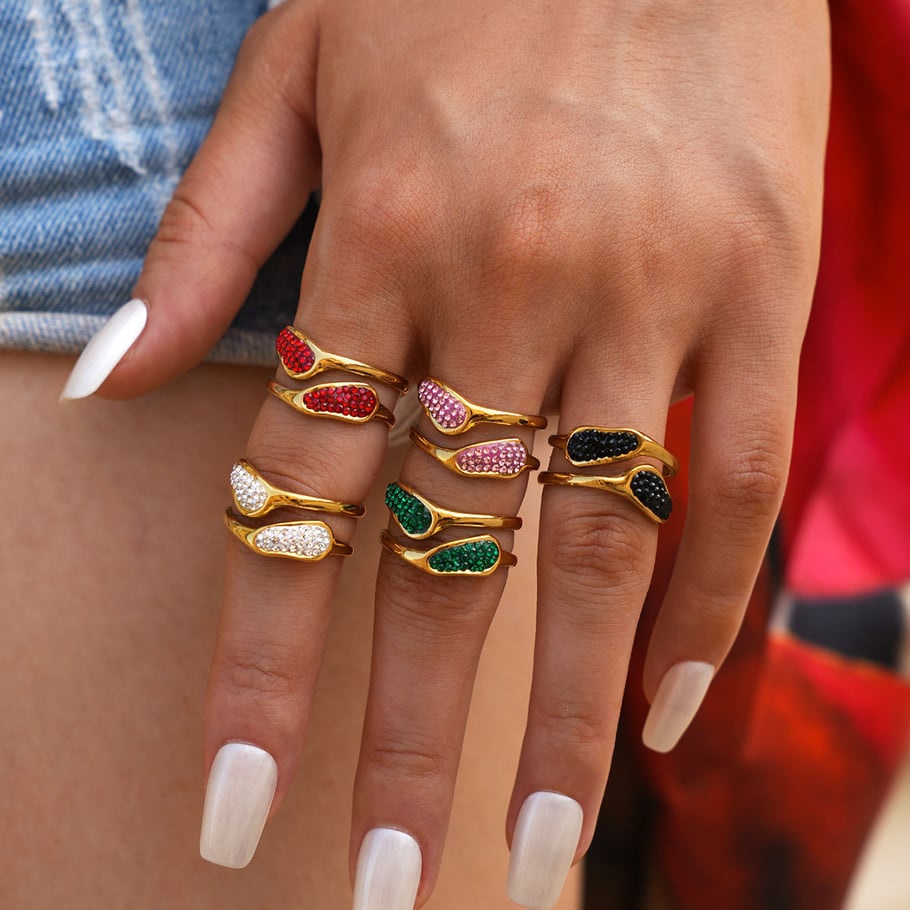 1 Piece Simple Irregular Shape Stainless Steel Gold Color Statement Rings h5Picture6