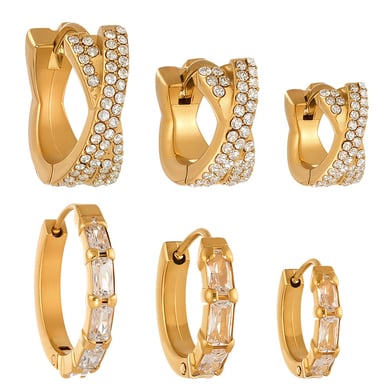 1 Paar luxuriöse kreisförmige Creolen aus Edelstahl in Goldfarbe mit Zirkonia für Damen h5 Bild7