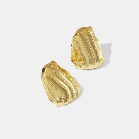 1 Pair Irregular Shape Strip Stainless Steel Gold Color Stud Earrings
