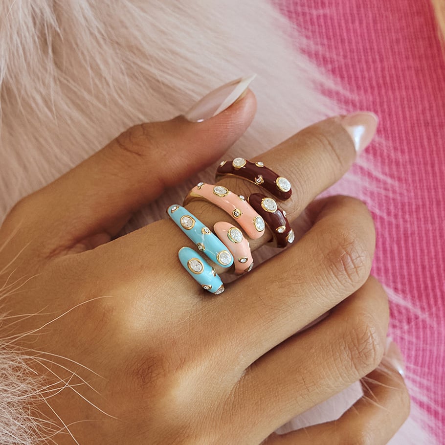 1 Piece Color of Macaron Irregular Shape Stainless Steel Zircon Women's Gemstone Rings Picture4
