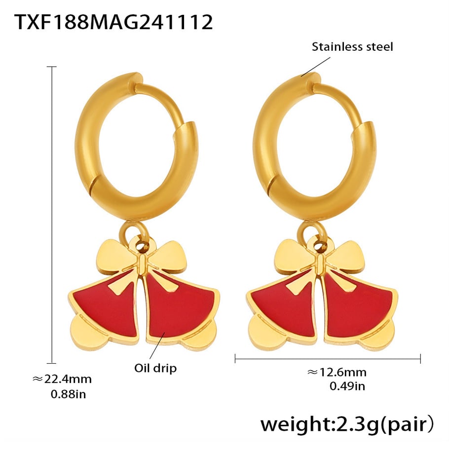 Set di gioielli da donna classici in acciaio inossidabile color oro con granato natalizio 