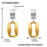 F475-Gold Rechteck Hohl Ohrringe 