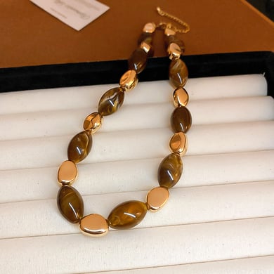 1 collar de cuentas de resina con forma irregular retro h5 Imagen4