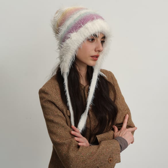 1 Piece Classic Gradient Color Strip Polyester Women's Hats