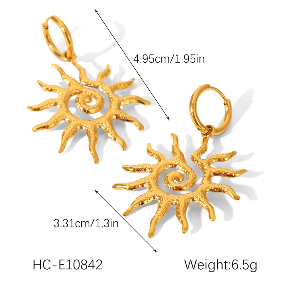 1 Pair Daily Sun Stainless Steel  Gold Color Women's Drop Earrings Picture2