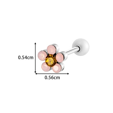 1 pendiente de perforación con flor de cobre y circonita h5 Imagen2