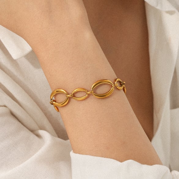 1 Piece Simple Daily Irregular Shape Stainless Steel  Gold Color  Women's Chain Bracelets 2