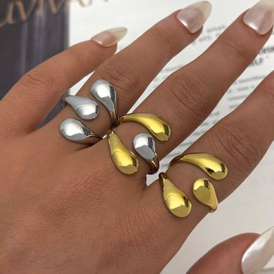 1 Piece Simple Daily Irregular Shape Stainless Steel  Gold Color  Statement Rings h5 Picture2