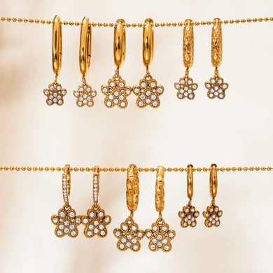 1 Pair Romantic Dog's Paw Stainless Steel Gold Color Zircon Women's Drop Earrings h5 Picture3