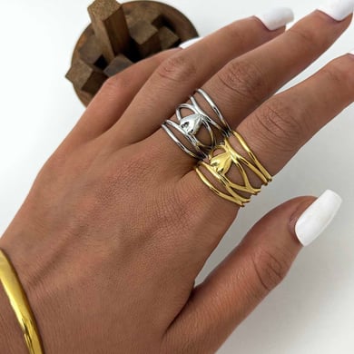 1 Piece Simple  Retro Irregular Shape Heart Stainless Steel  Women's Statement Rings h5 Picture8