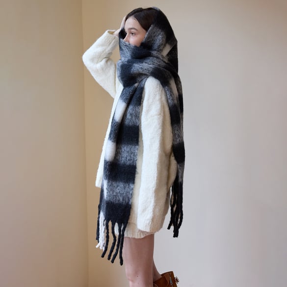 1 Piece Classic Plaid Polyester Women's Winter Scarves
