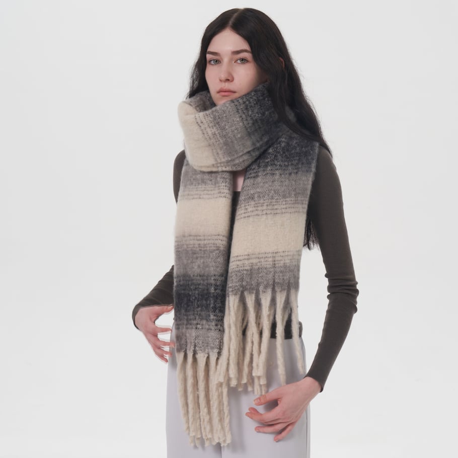 1 Piece Plush Daily Strip Polyester Women's Winter Scarves Picture3