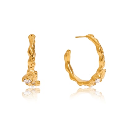 1 paire de boucles d&#39;oreilles créoles luxueuses en acier inoxydable de forme irrégulière, couleur or, pour femme h5 