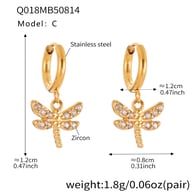 Q018-C Gold Glossy Small Dragonfly Earrings Picture3