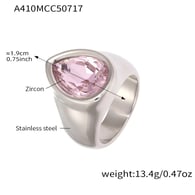 A410-Steel Colored Zircon Teardrop Ring/No. 8 Picture12