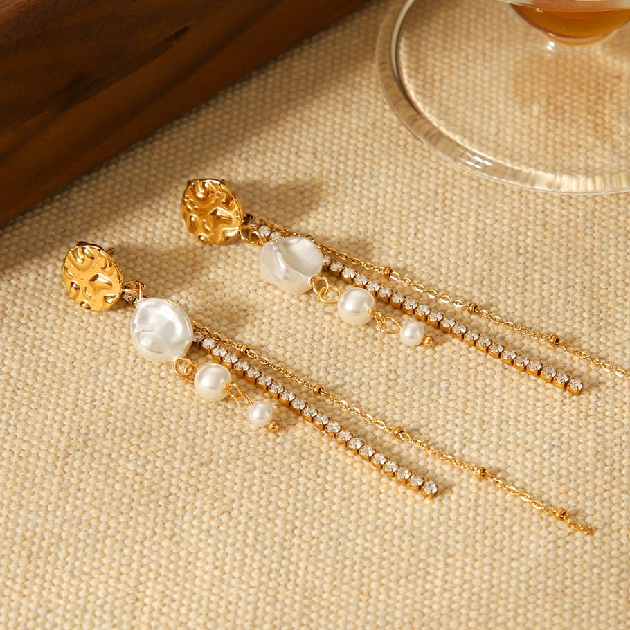 1 Pair Simple  Daily Tassel Stainless Steel  Gold Color  Women's Drop Earrings Picture7