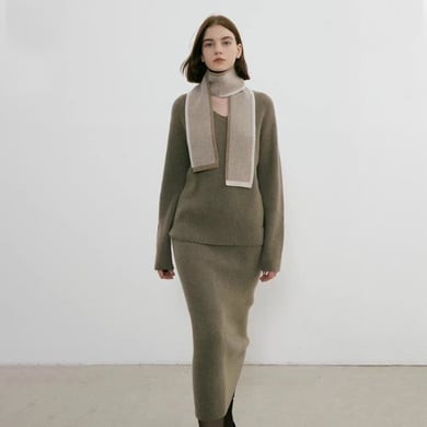 1 pieza de bufandas de invierno de poliéster con patchwork simple para mujer h5 Imagen4