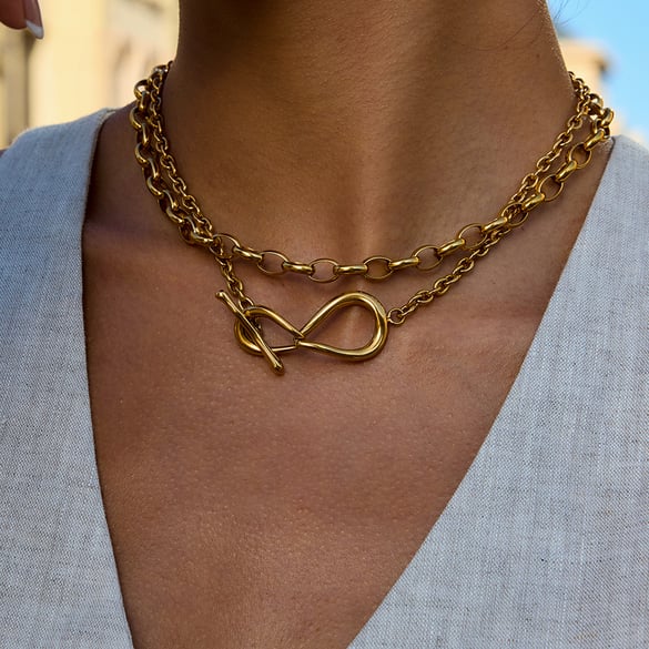 1 Piece Simple Irregular Shape Twist Stainless Steel Gold Color Women's Chain Necklaces 2